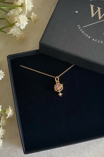 Orion Purple Planet and Star Necklace Wisteria London